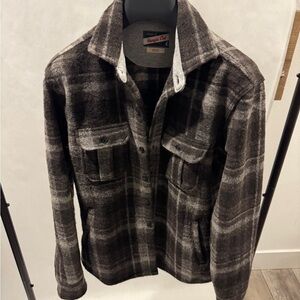 johnnie-O Men's Charcoal Plaid Shirt Jacket